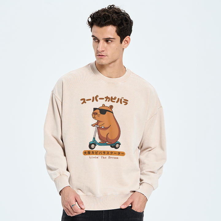 Osaka Capybara Scooter Washed Sweatshirt
