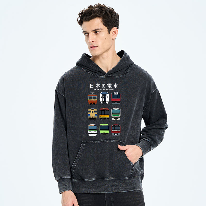 Japanese Train Collection Washed Hoodie