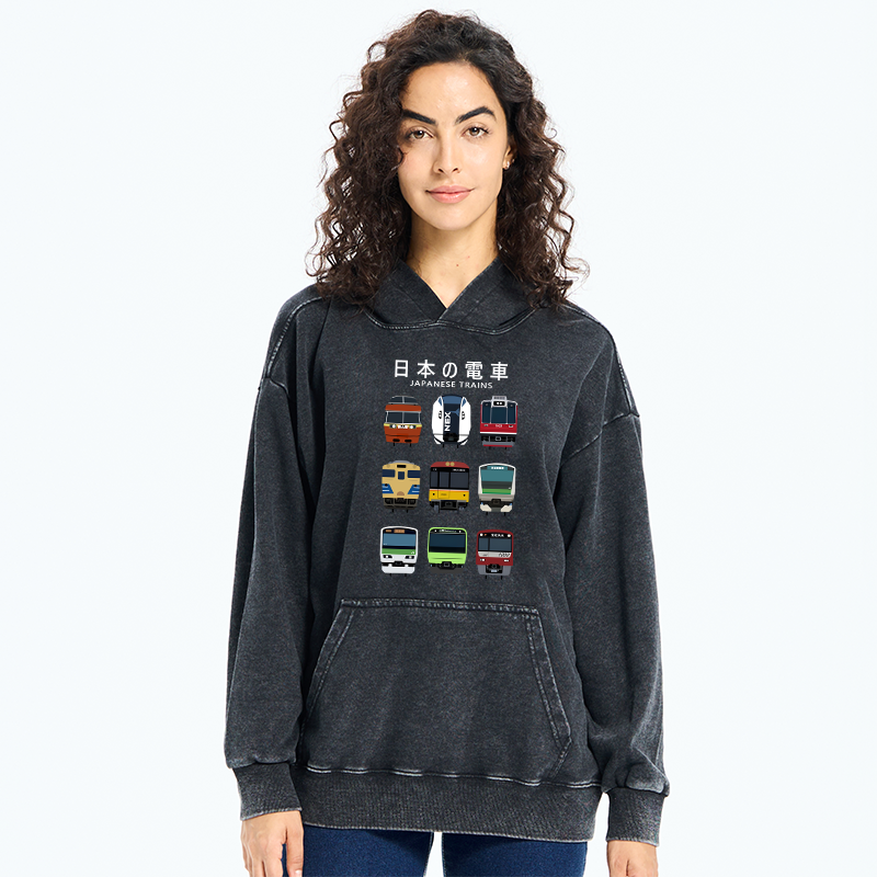 Japanese Train Collection Washed Hoodie