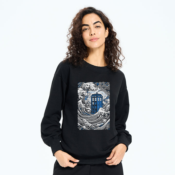 The Great Wave Off Tardis Sweatshirt