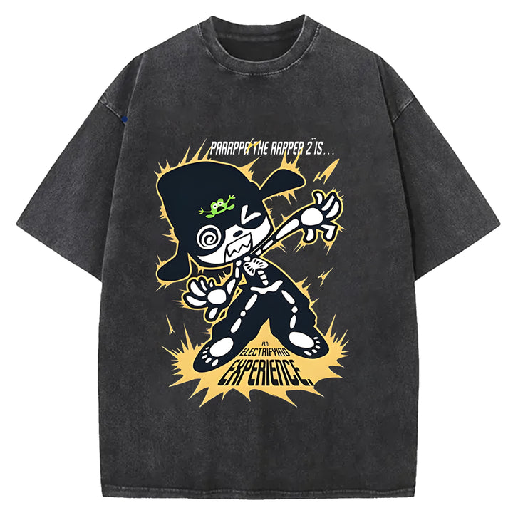Parappa The Rapper Vintage Design Washed Crew Neck T-Shirt
