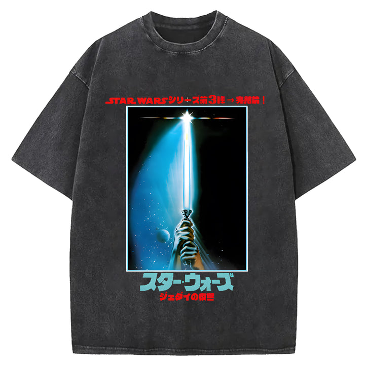 Star Wars Vintage Japanese Design Washed Crew Neck T-Shirt