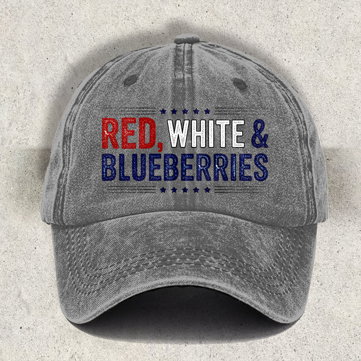 Red White and Blueberries Printed Baseball Cap