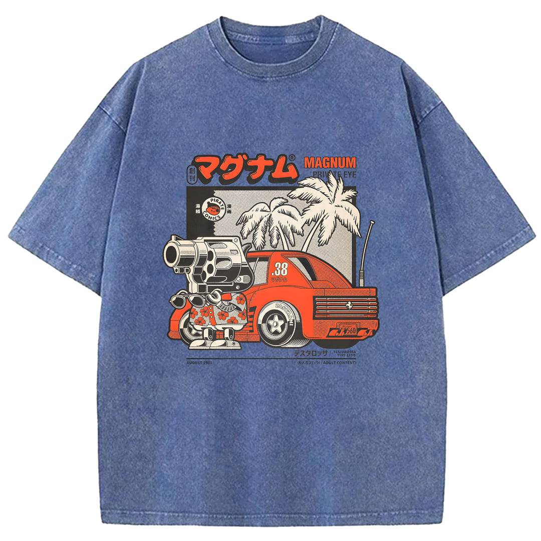 Vintage Japanese Animation Washed Crew Neck T-Shirt