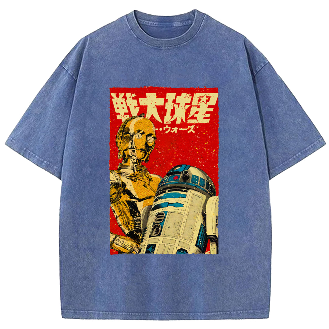 Star Wars Vintage Japanese Design Washed Crew Neck T-Shirt