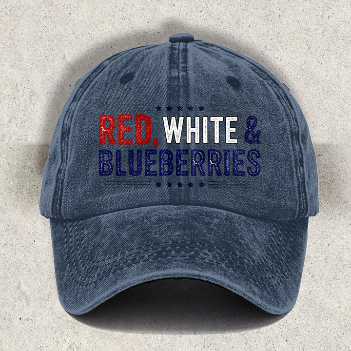 Red White and Blueberries Printed Baseball Cap
