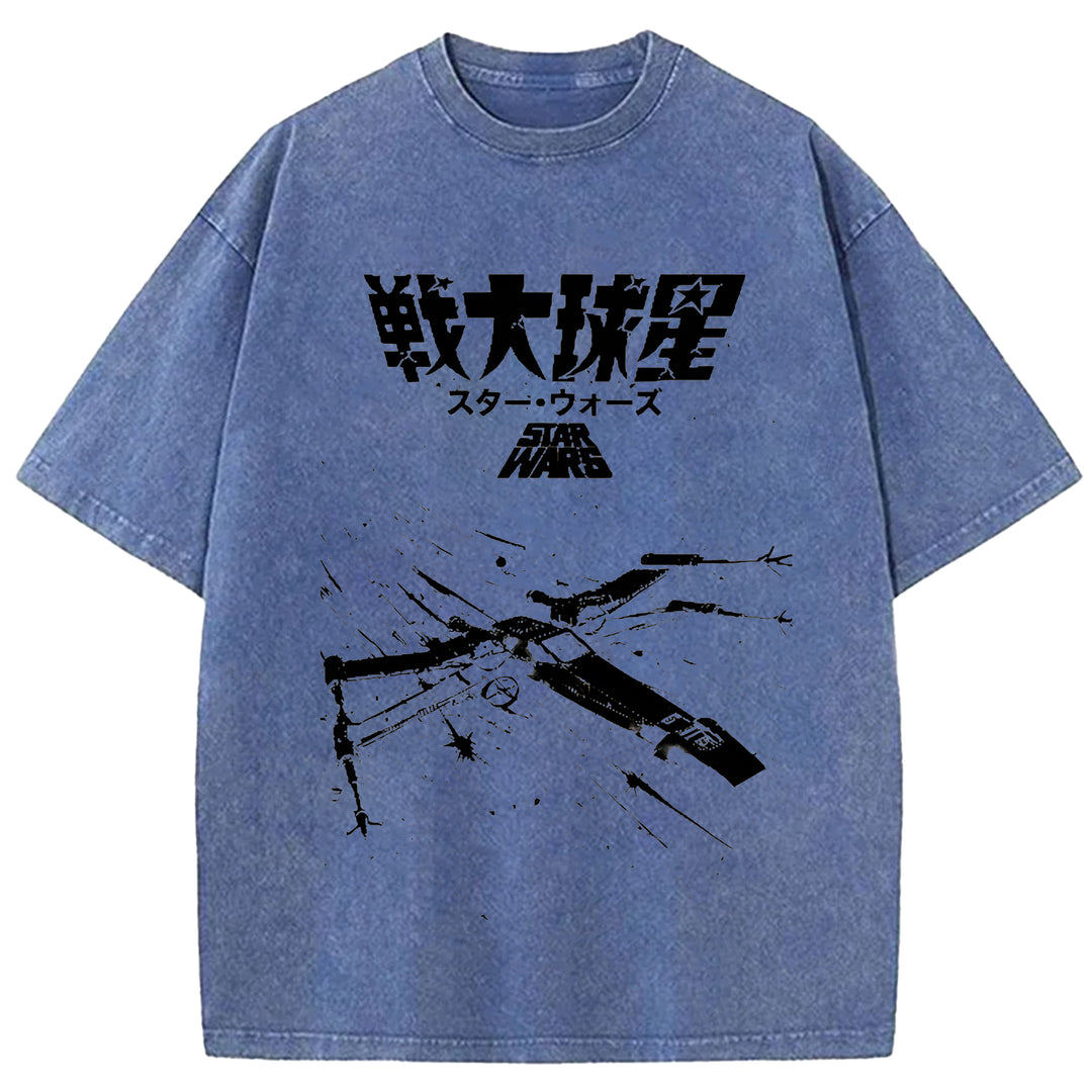 Star Wars Vintage Japanese Design Washed Crew Neck T-Shirt