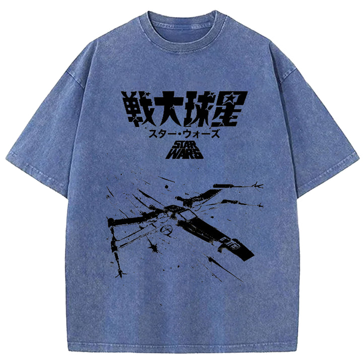 Star Wars Vintage Japanese Design Washed Crew Neck T-Shirt