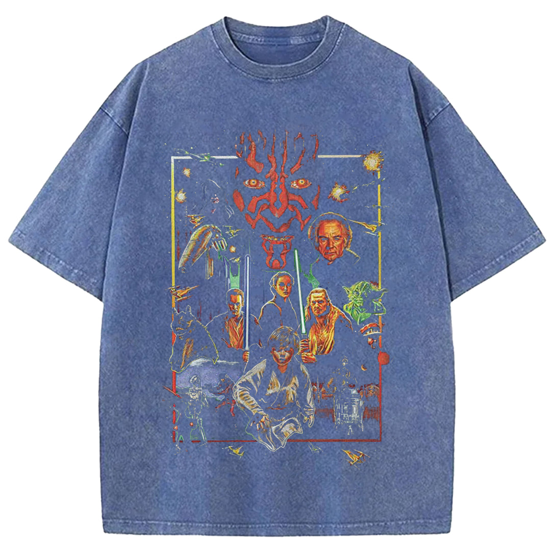 Star Wars Vintage Japanese Design Washed Crew Neck T-Shirt