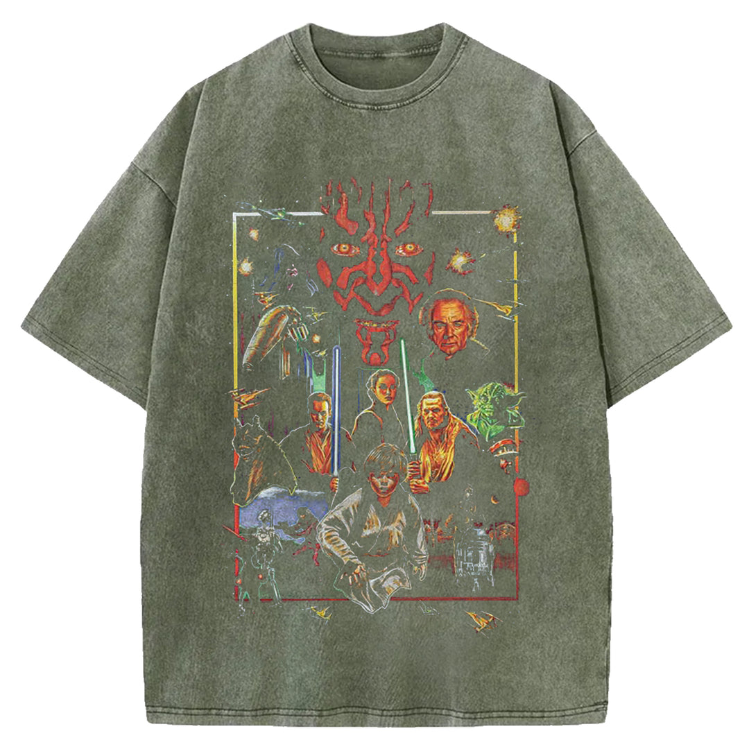 Star Wars Vintage Japanese Design Washed Crew Neck T-Shirt
