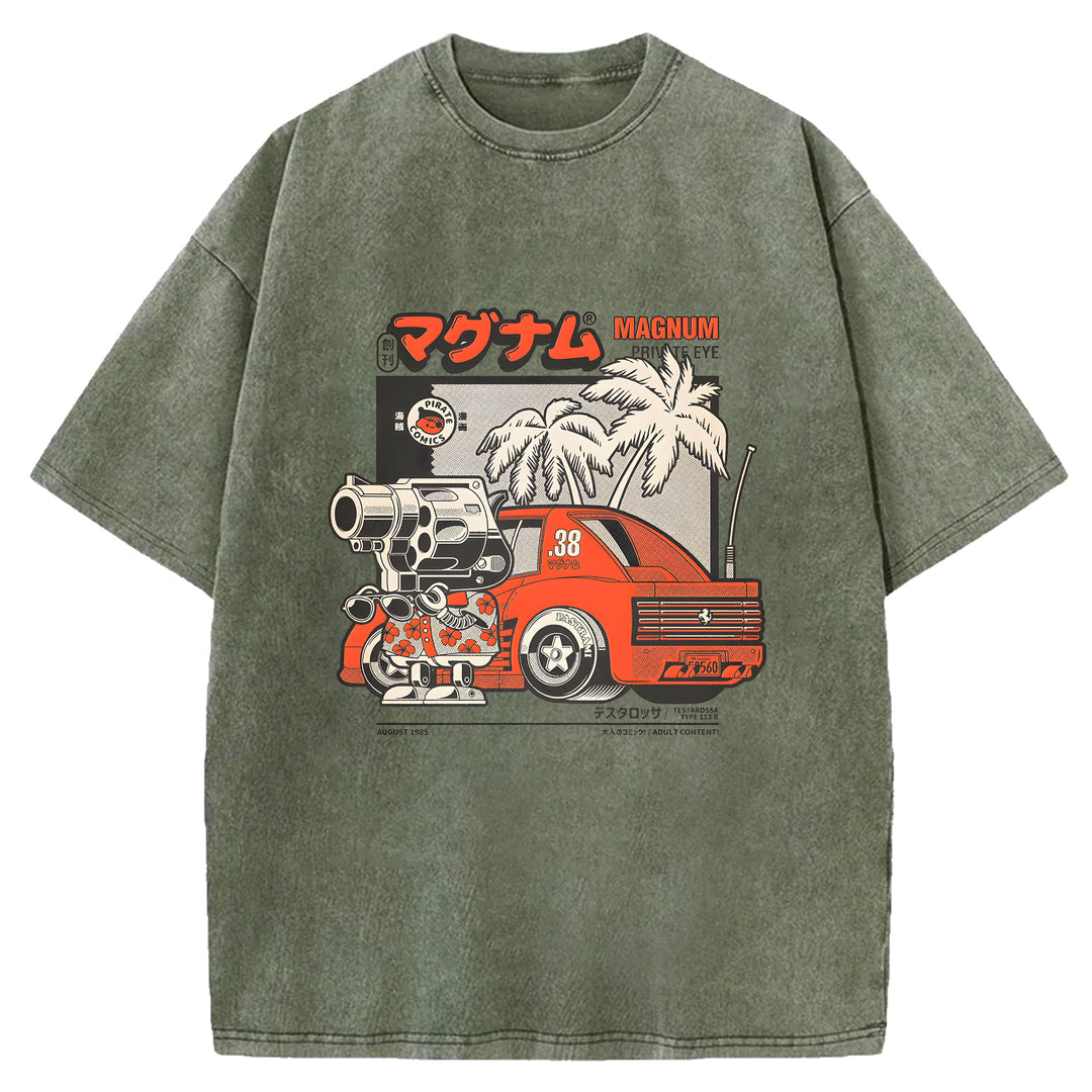 Vintage Japanese Animation Washed Crew Neck T-Shirt