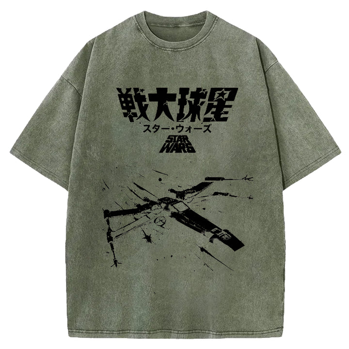 Star Wars Vintage Japanese Design Washed Crew Neck T-Shirt