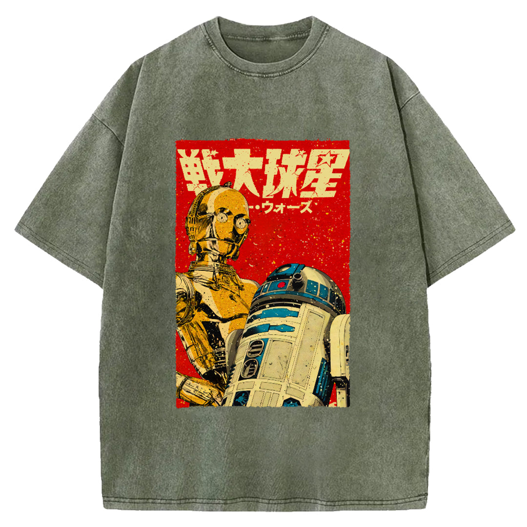 Star Wars Vintage Japanese Design Washed Crew Neck T-Shirt