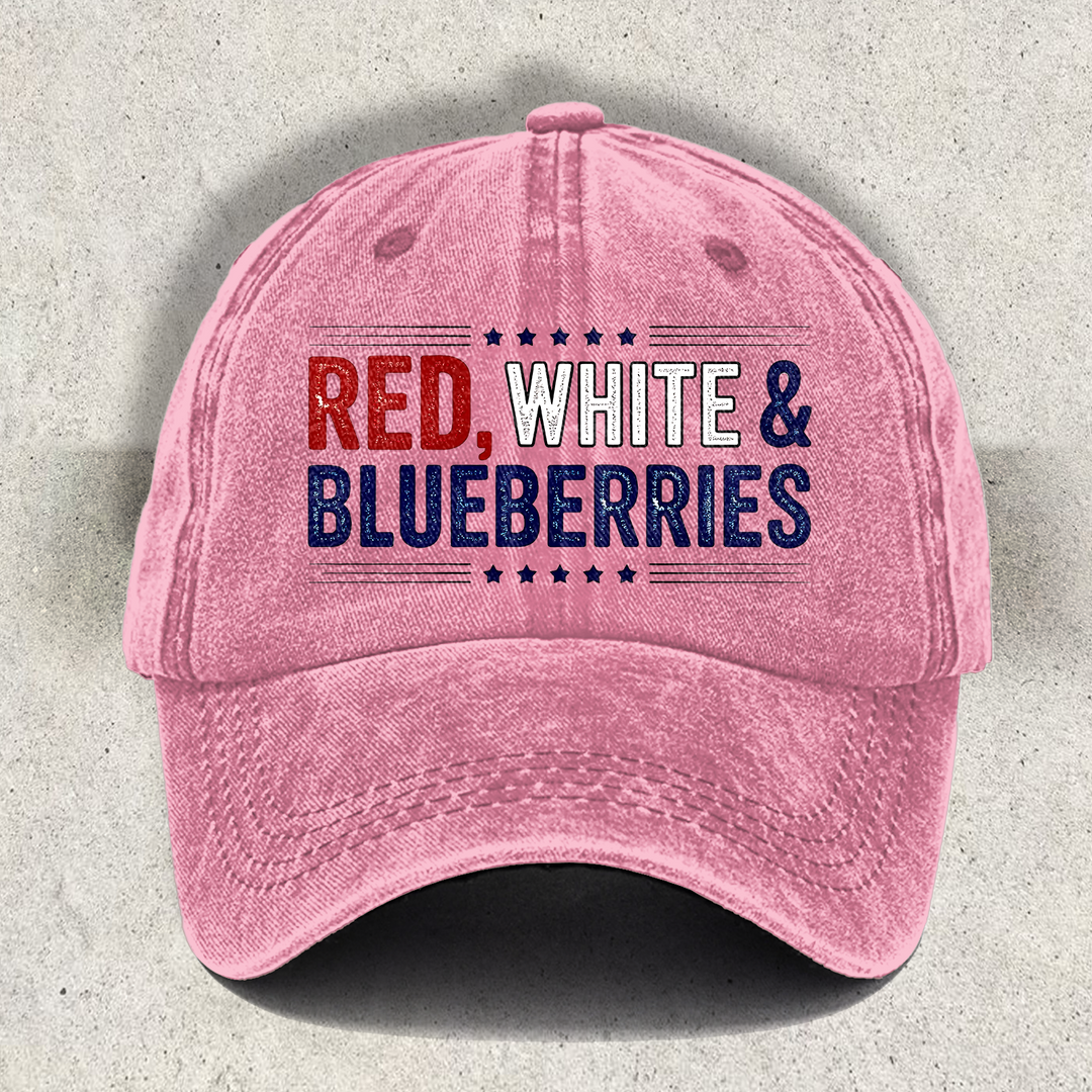 Red White and Blueberries Printed Baseball Cap
