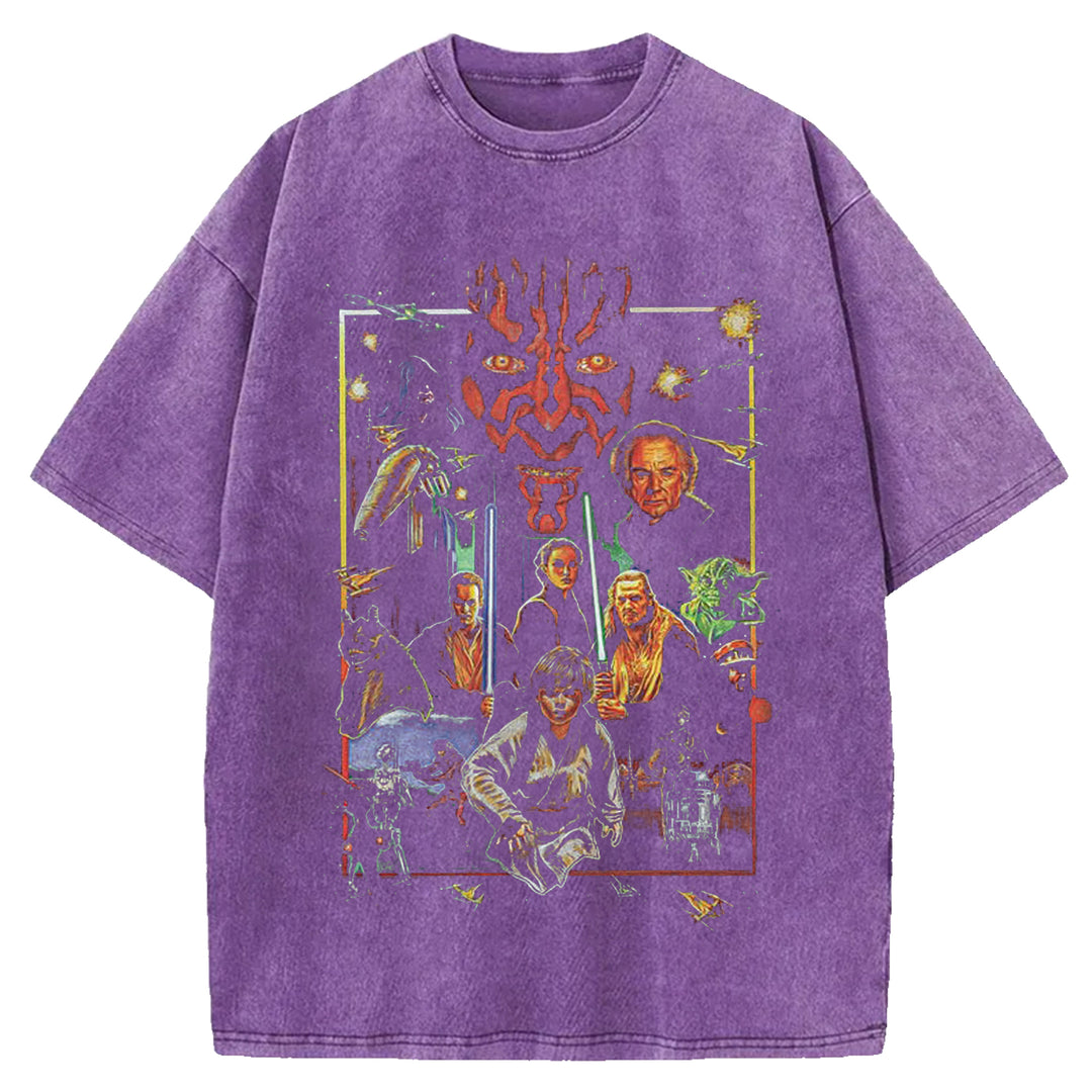 Star Wars Vintage Japanese Design Washed Crew Neck T-Shirt
