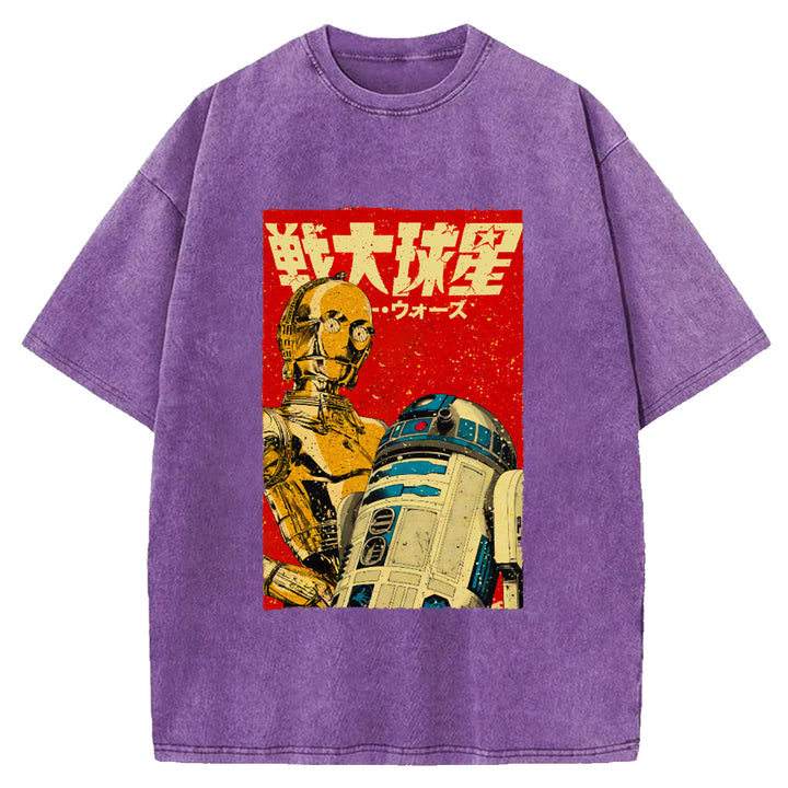 Star Wars Vintage Japanese Design Washed Crew Neck T-Shirt