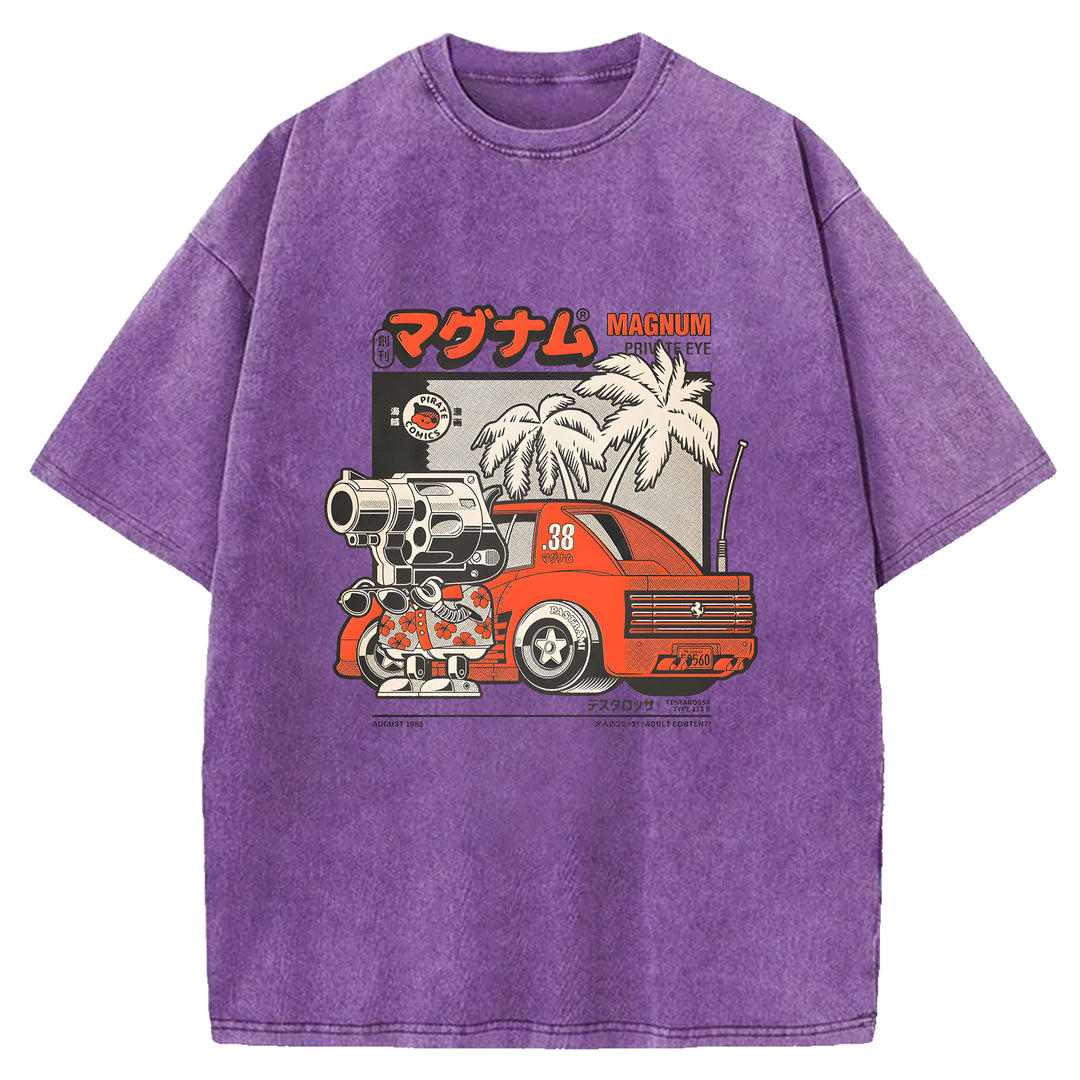 Vintage Japanese Animation Washed Crew Neck T-Shirt