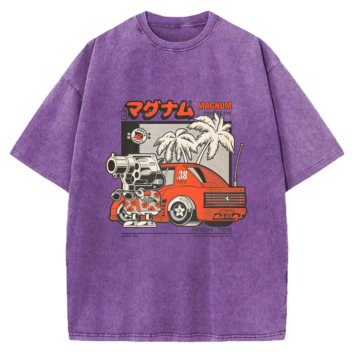 Vintage Japanese Animation Washed Crew Neck T-Shirt