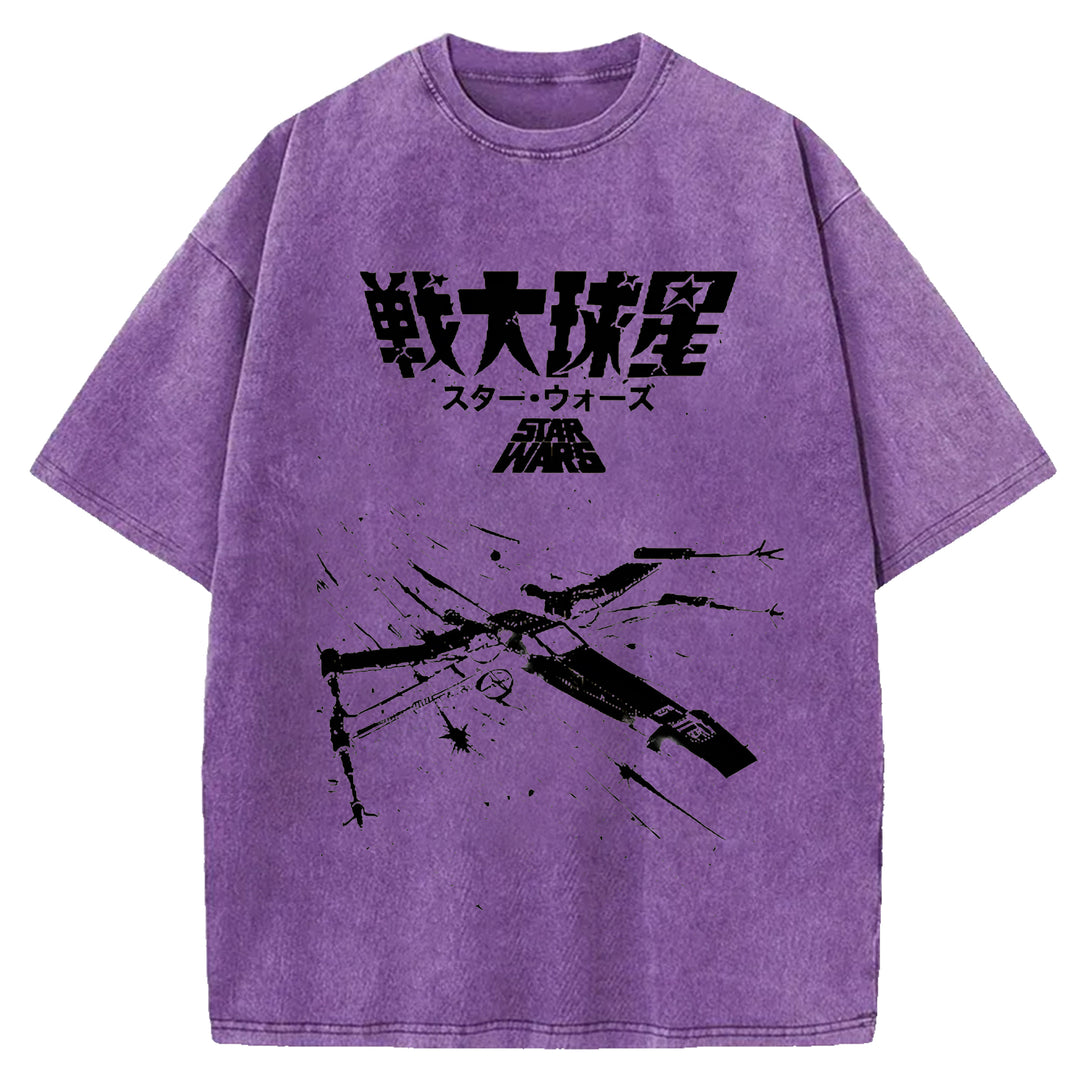 Star Wars Vintage Japanese Design Washed Crew Neck T-Shirt