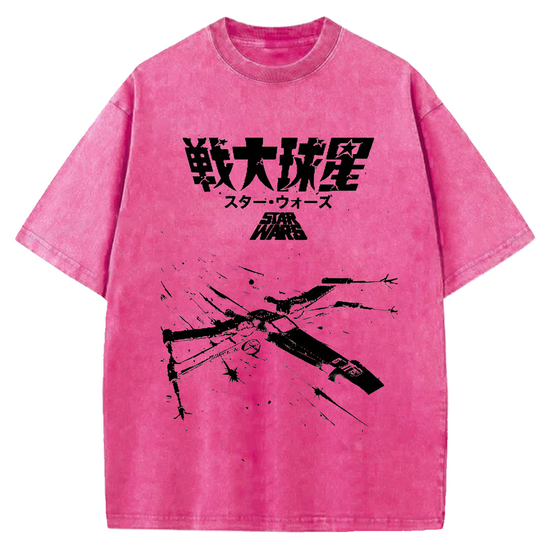Star Wars Vintage Japanese Design Washed Crew Neck T-Shirt