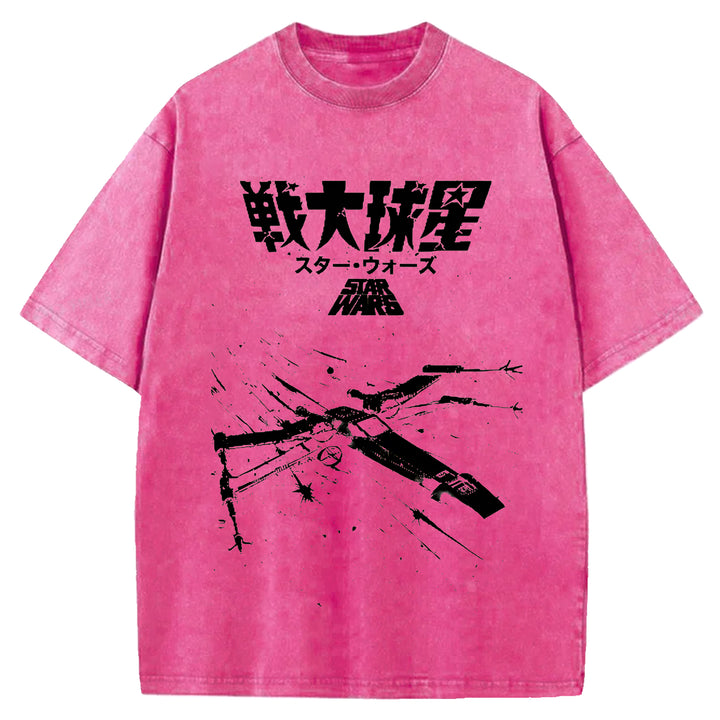 Star Wars Vintage Japanese Design Washed Crew Neck T-Shirt