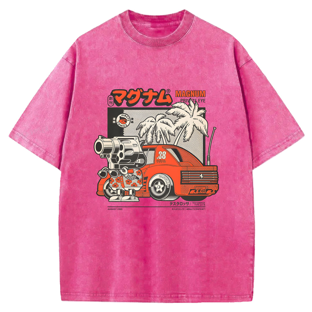 Vintage Japanese Animation Washed Crew Neck T-Shirt