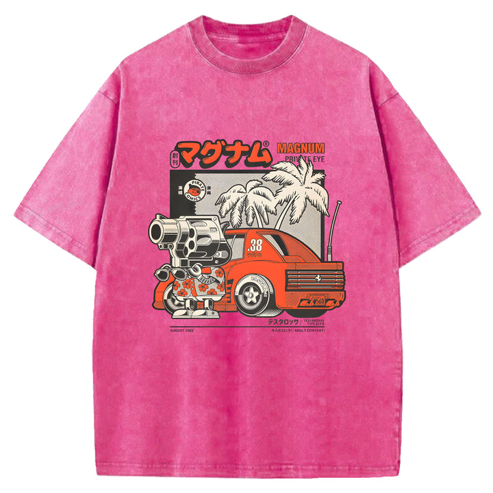 Vintage Japanese Animation Washed Crew Neck T-Shirt
