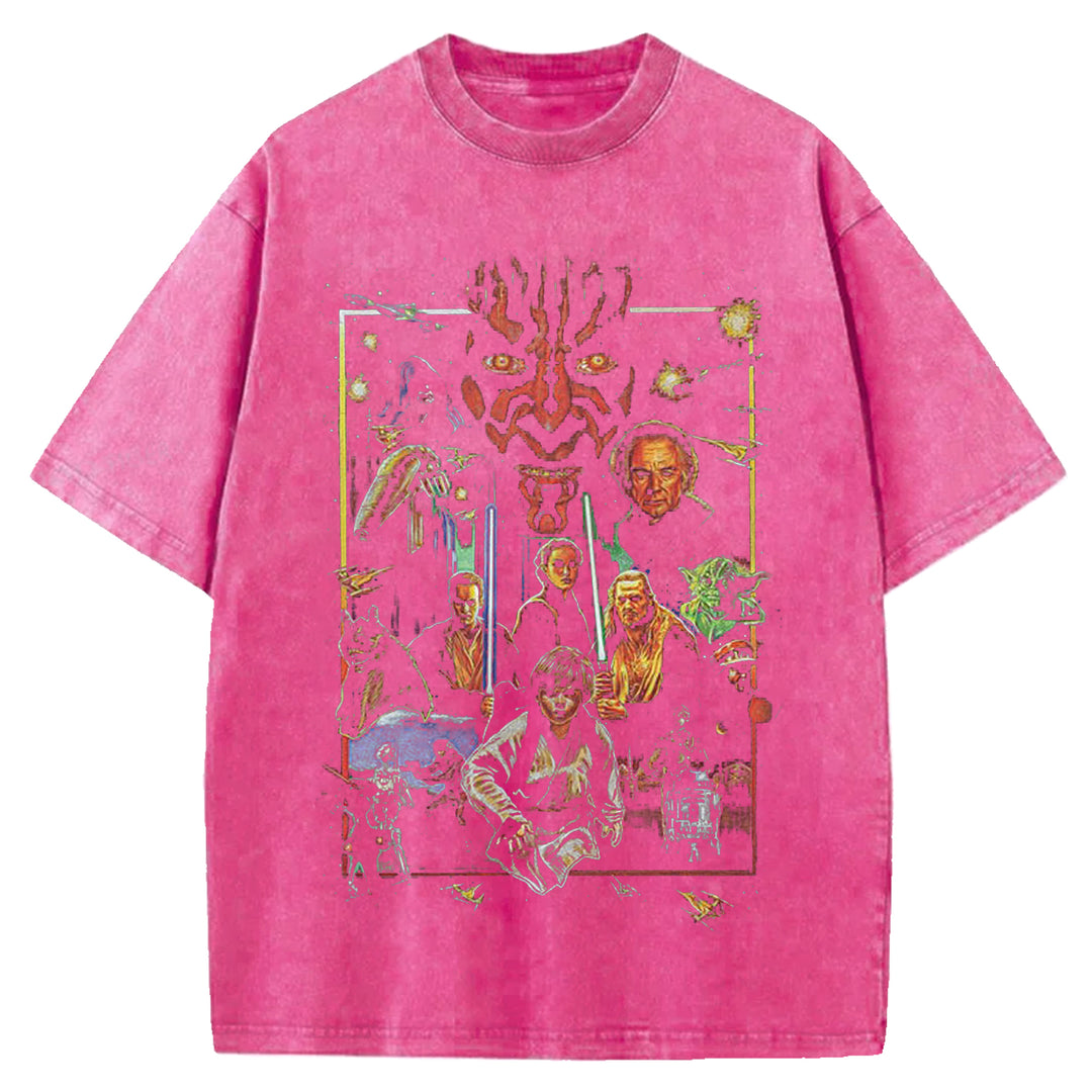 Star Wars Vintage Japanese Design Washed Crew Neck T-Shirt