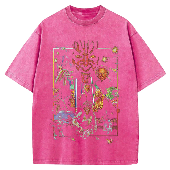 Star Wars Vintage Japanese Design Washed Crew Neck T-Shirt