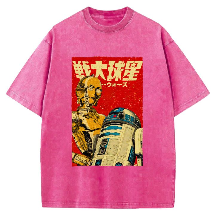 Star Wars Vintage Japanese Design Washed Crew Neck T-Shirt