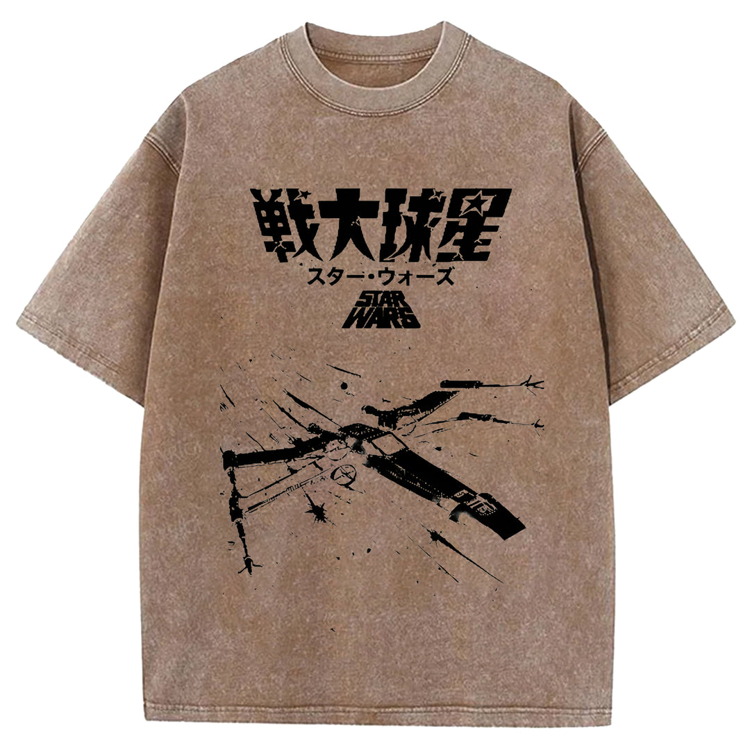 Star Wars Vintage Japanese Design Washed Crew Neck T-Shirt