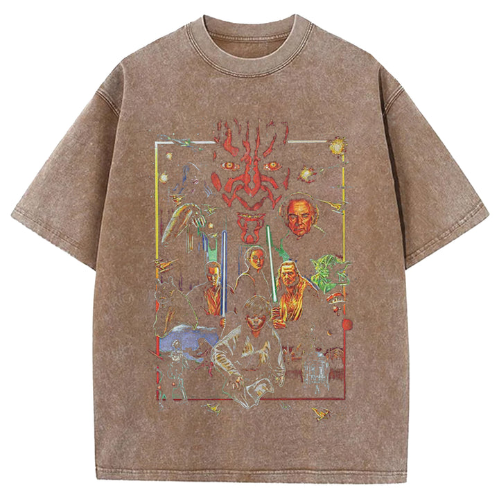 Star Wars Vintage Japanese Design Washed Crew Neck T-Shirt