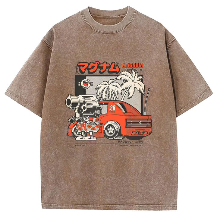 Vintage Japanese Animation Washed Crew Neck T-Shirt