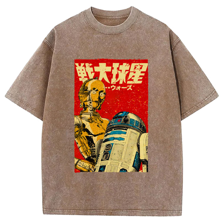 Star Wars Vintage Japanese Design Washed Crew Neck T-Shirt