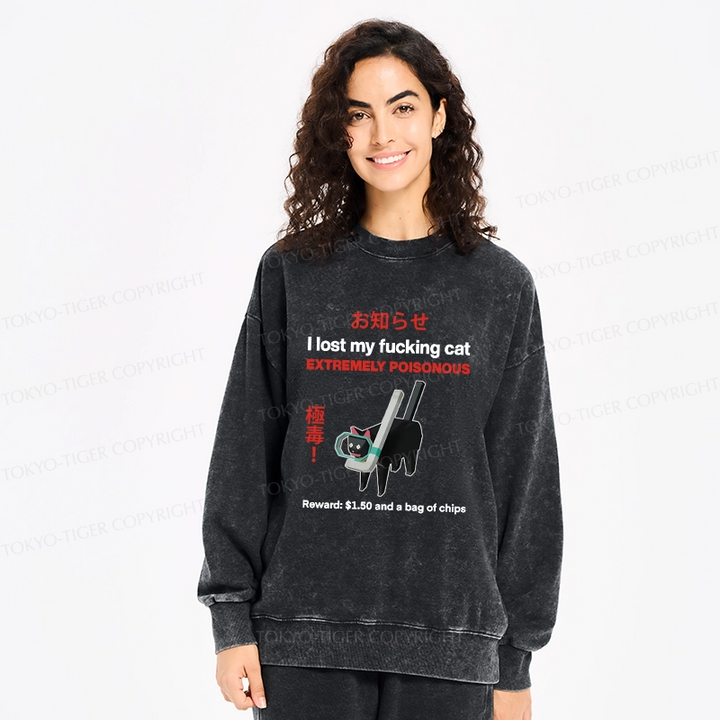 Find The Toxic Cat Funny Washed Sweatshirt