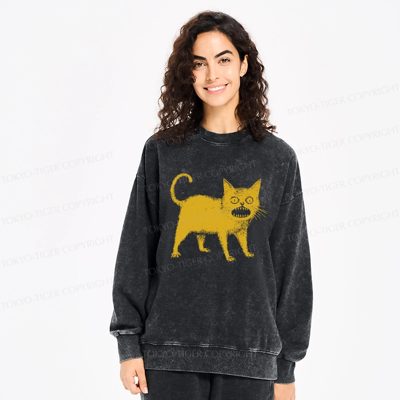 Horrible Japanese Cat Washed Sweatshirt