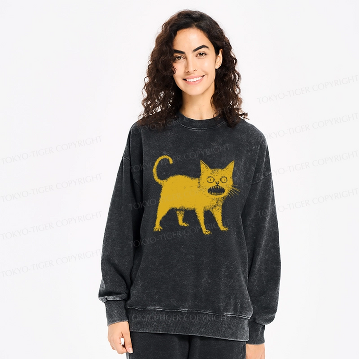 Horrible Japanese Cat Washed Sweatshirt