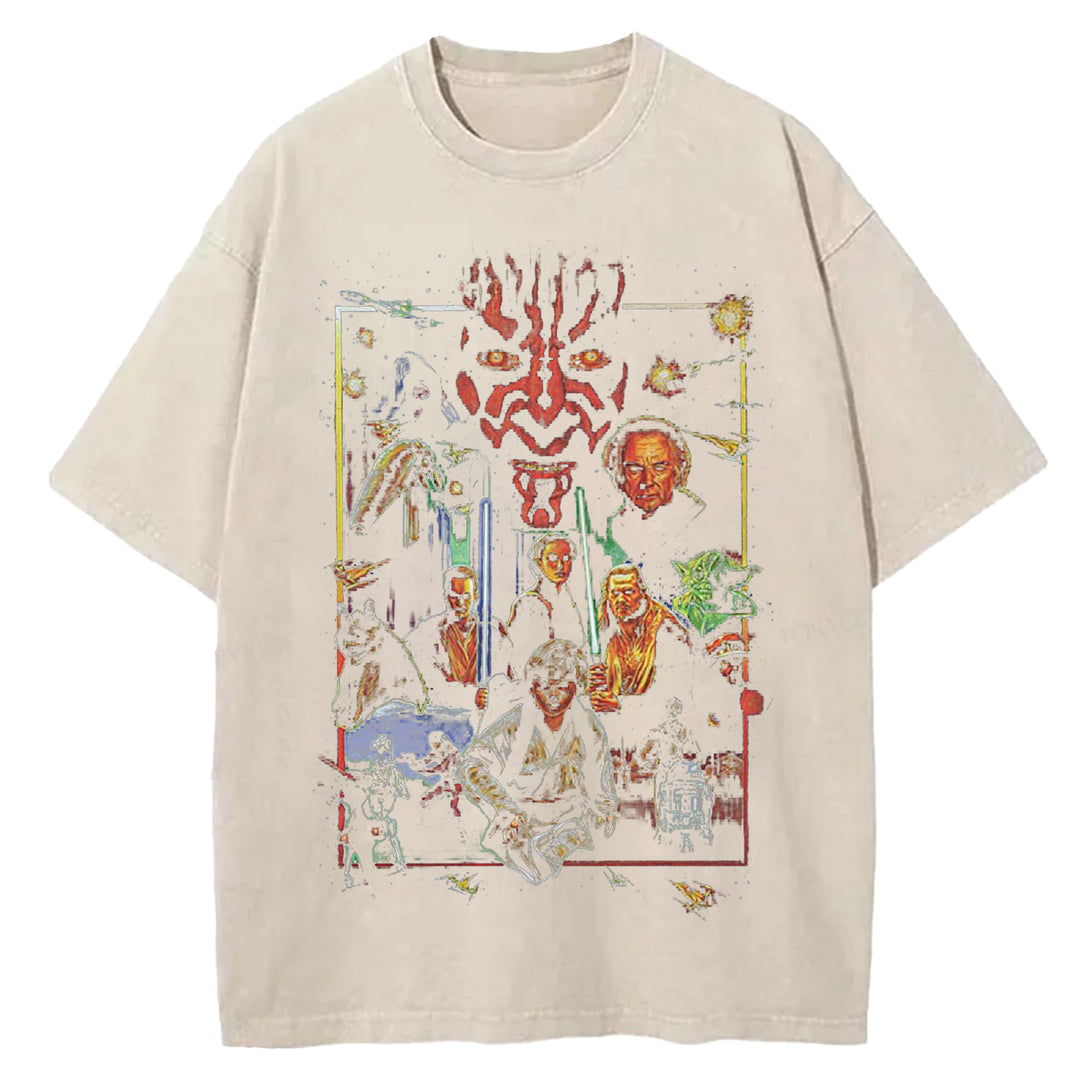 Star Wars Vintage Japanese Design Washed Crew Neck T-Shirt