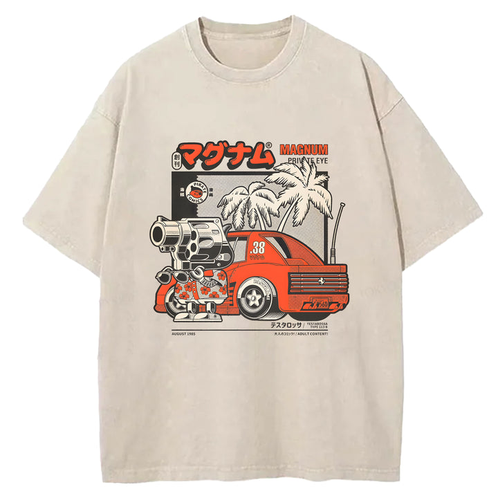 Vintage Japanese Animation Washed Crew Neck T-Shirt
