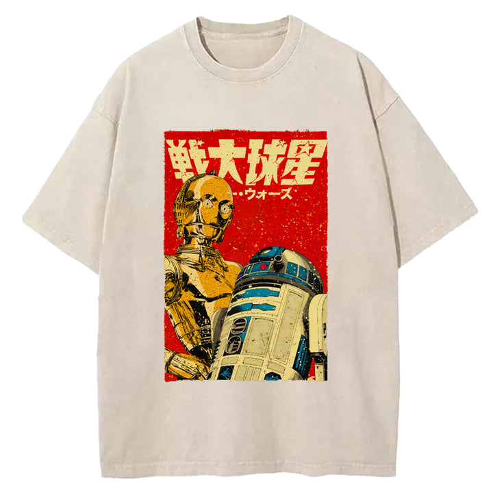 Star Wars Vintage Japanese Design Washed Crew Neck T-Shirt