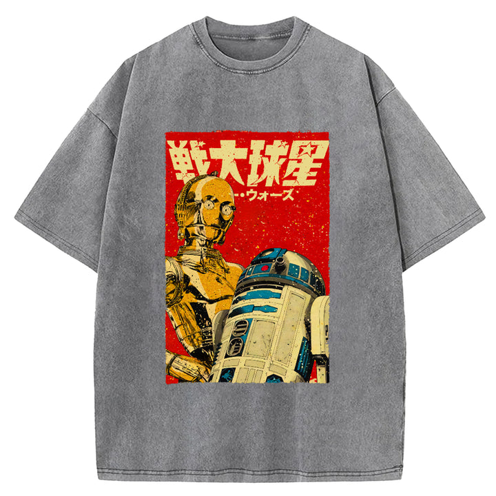 Star Wars Vintage Japanese Design Washed Crew Neck T-Shirt