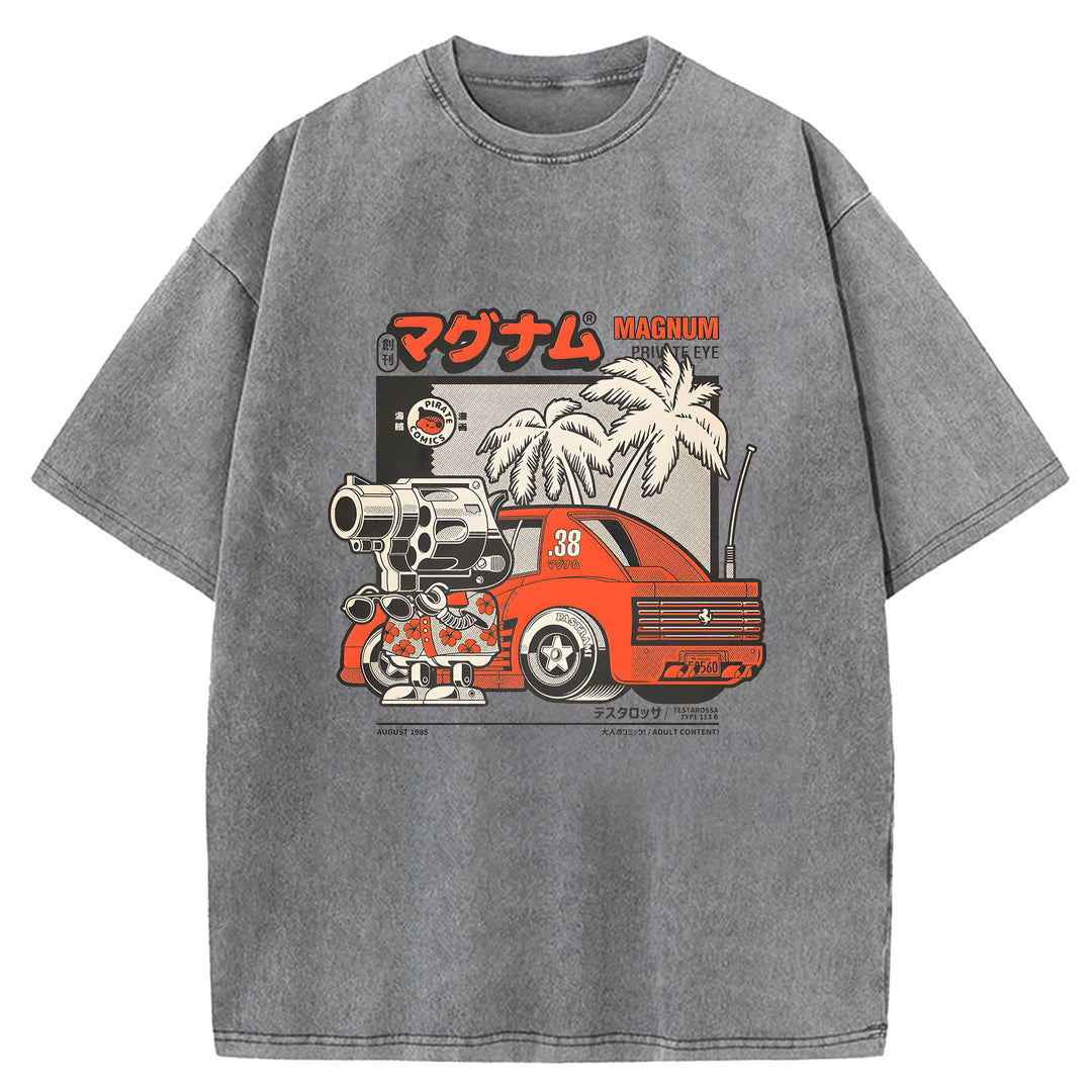 Vintage Japanese Animation Washed Crew Neck T-Shirt