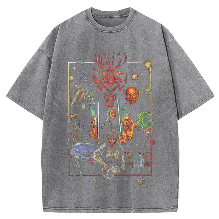 Star Wars Vintage Japanese Design Washed Crew Neck T-Shirt