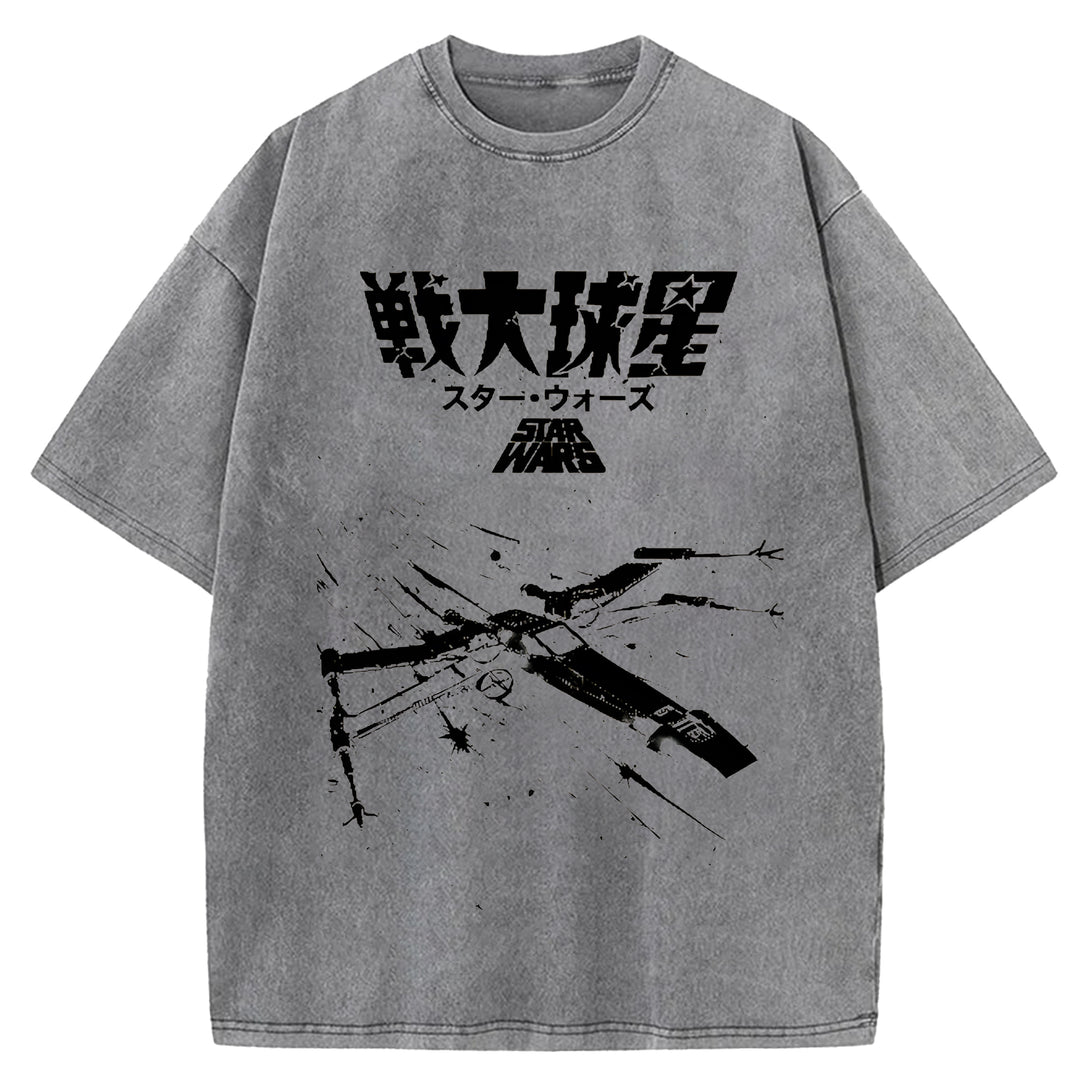 Star Wars Vintage Japanese Design Washed Crew Neck T-Shirt