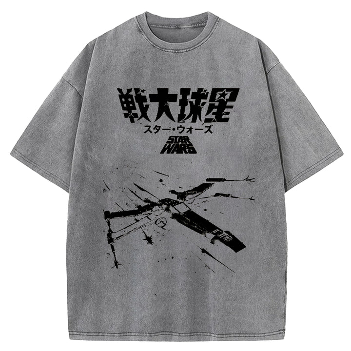Star Wars Vintage Japanese Design Washed Crew Neck T-Shirt