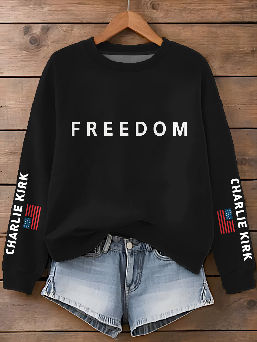 Freedom Charlie Kirk Printed Long Sleeve Casual Top