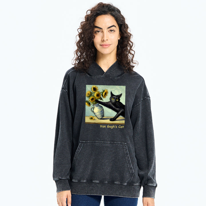 Van Gogh's Naughty Cat Washed Sweatshirt