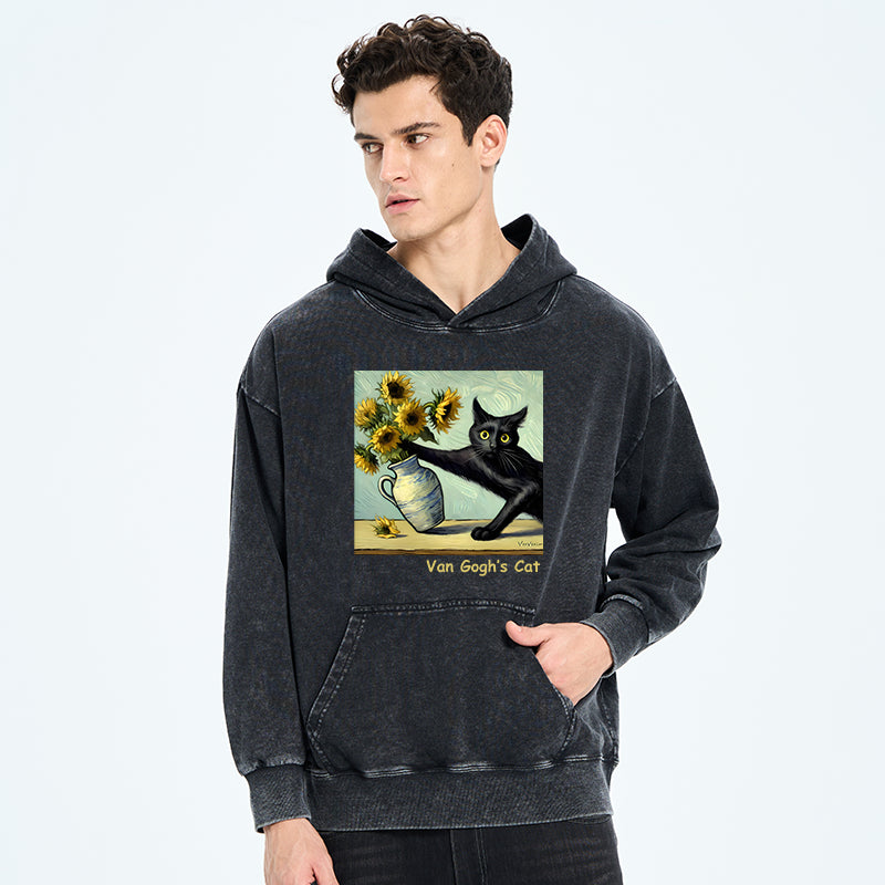 Van Gogh's Naughty Cat Washed Hoodie