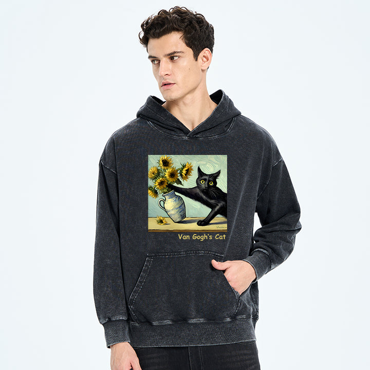 Van Gogh's Naughty Cat Washed Hoodie