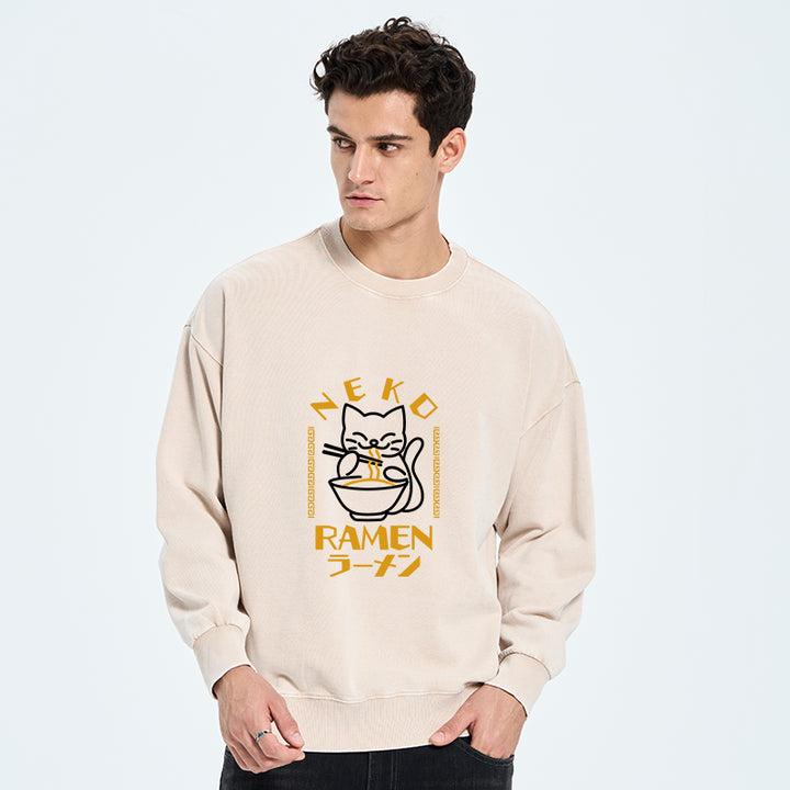 Cat Obsessed With RamenWashed Sweatshirt